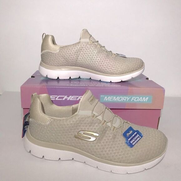 Skechers Summits Glowing Iris Washable Mesh Bungee Wide Width Sneakers - Picture 5 of 9